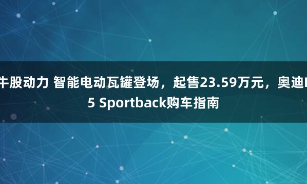 牛股动力 智能电动瓦罐登场，起售23.59万元，奥迪E5 Sportback购车指南