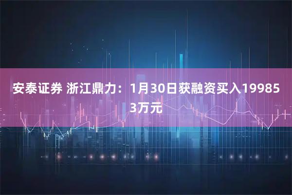 安泰证券 浙江鼎力：1月30日获融资买入199853万元